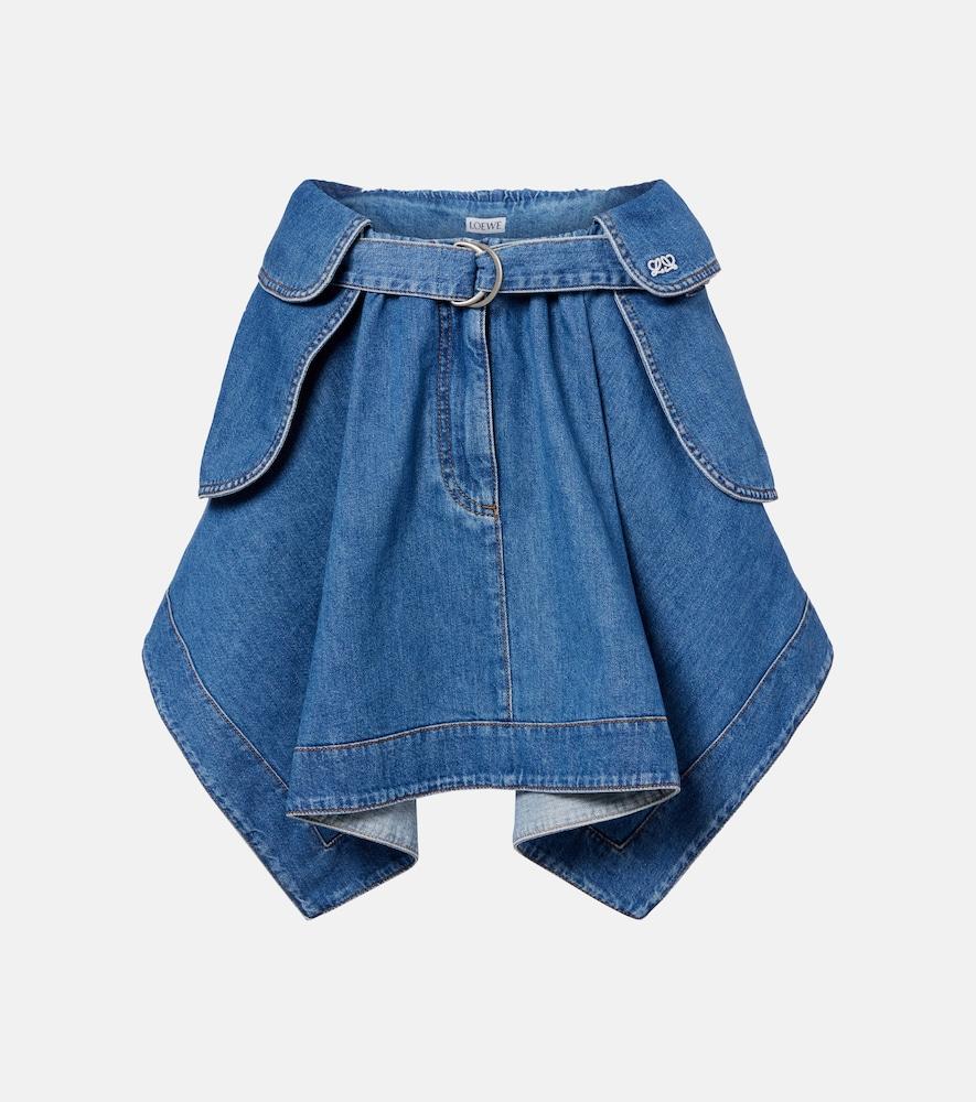 loewe double l belted denim miniskirt