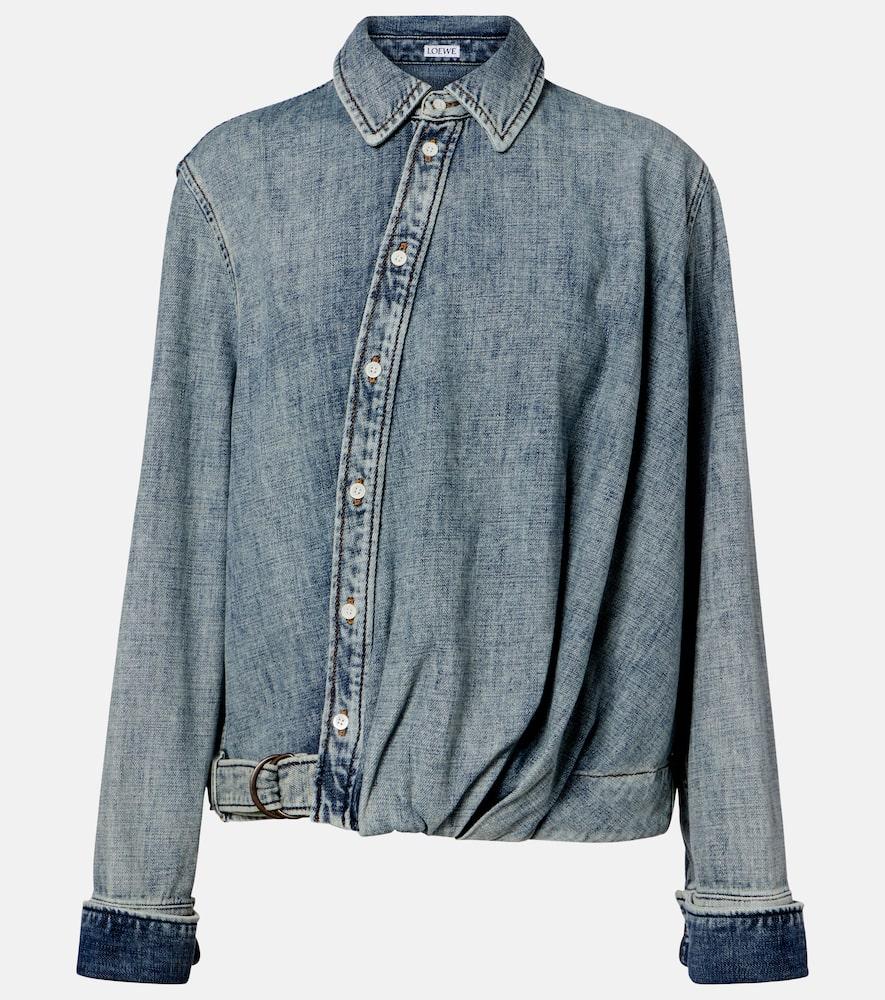 loewe draped belted denim shirt