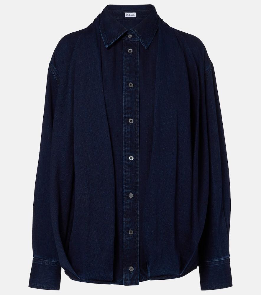 loewe draped denim shirt