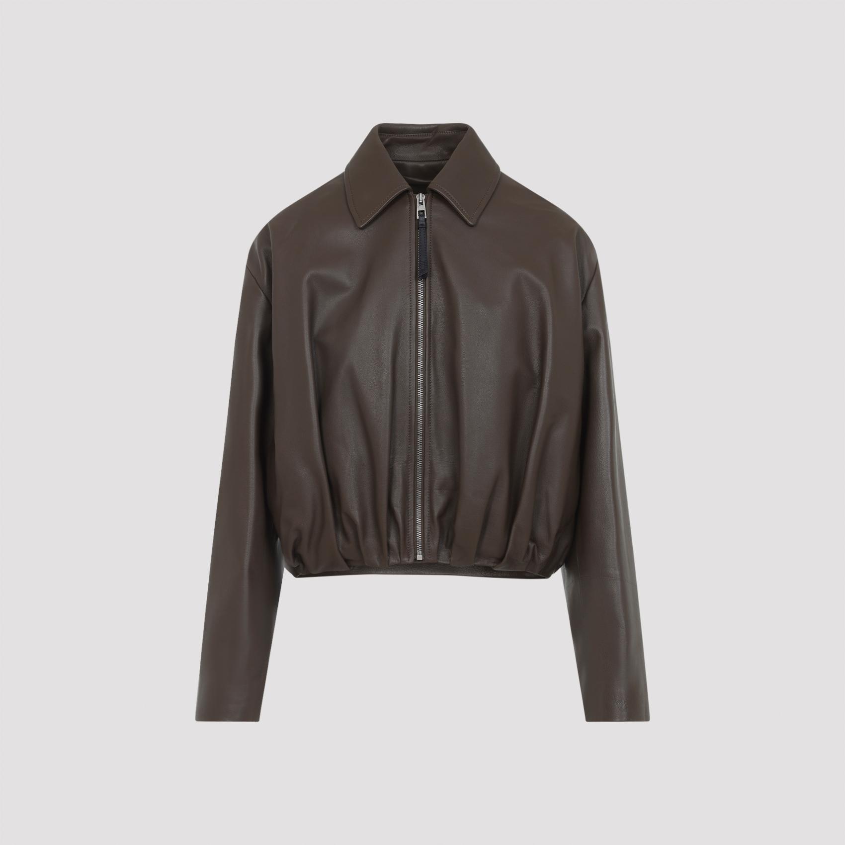loewe draped jacket green calf skin - women