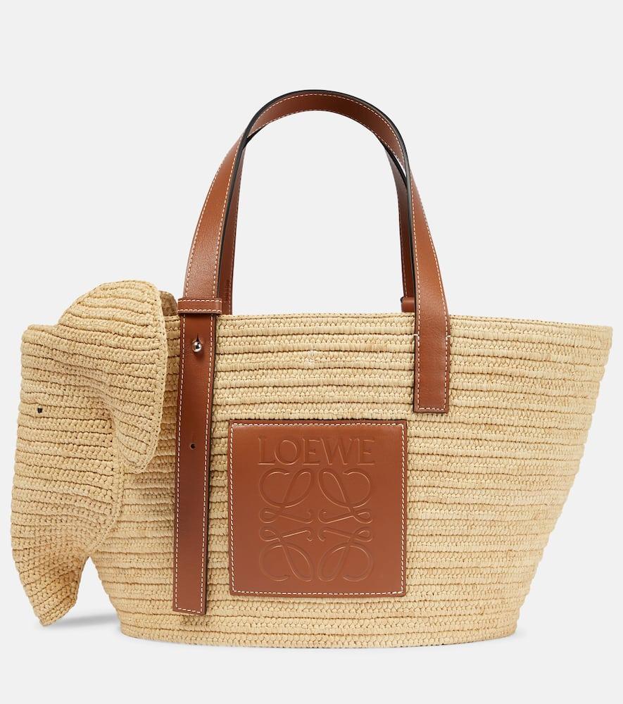 loewe elephant basket raffia tote bag