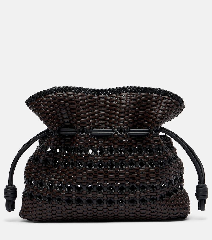 loewe flamenco medium woven leather clutch