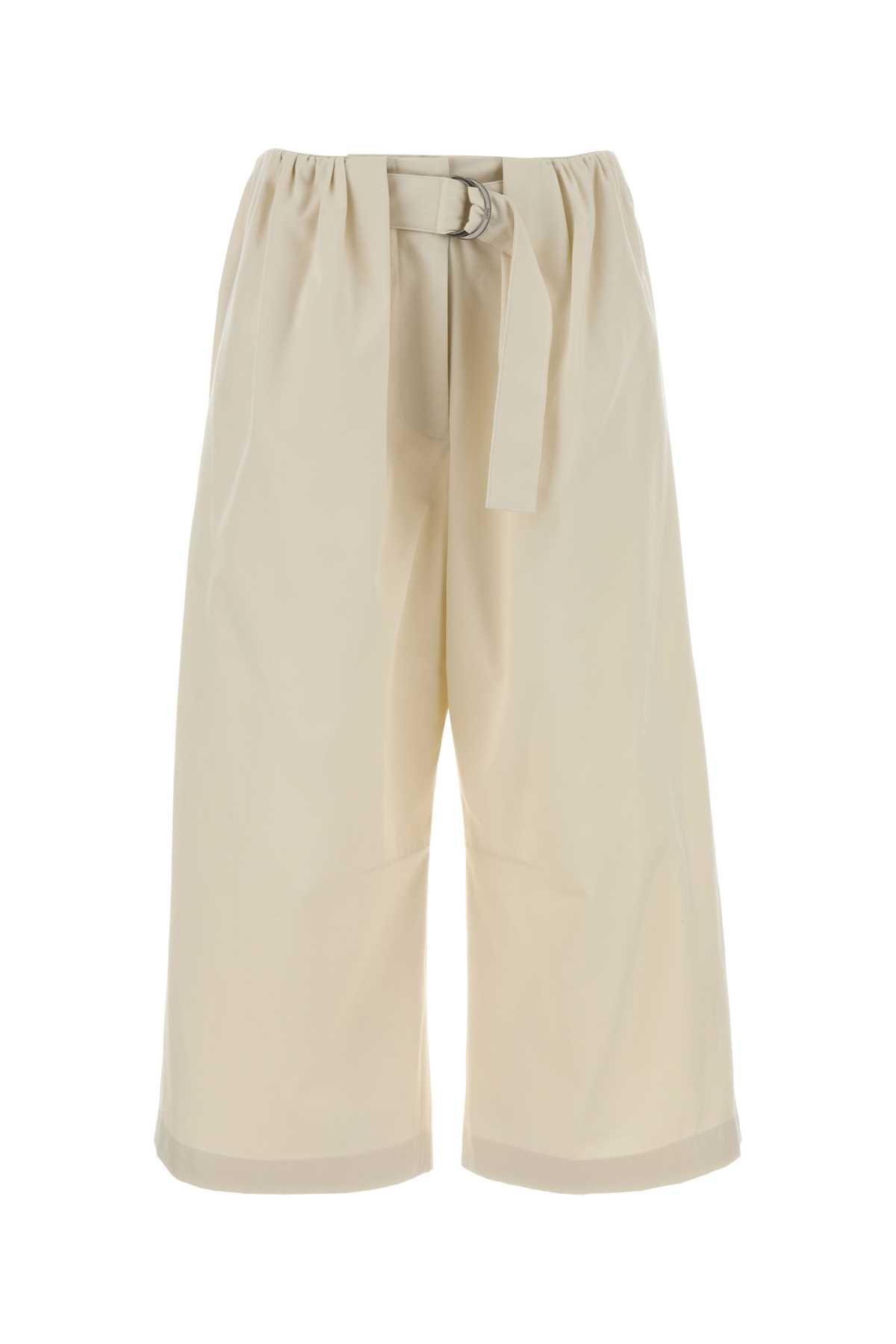 loewe ivory cotton blend wide-leg pant