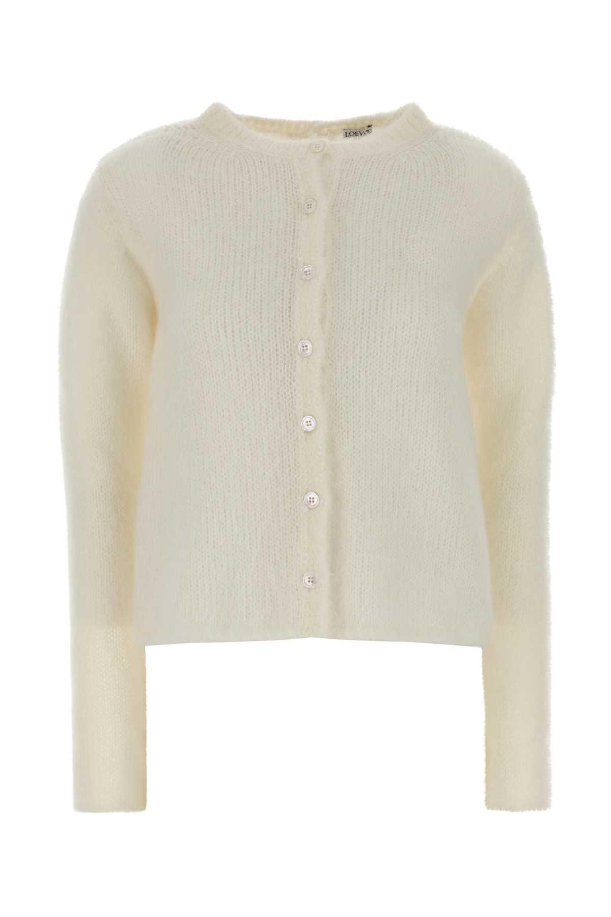 loewe ivory stretch mohair blend cardigan