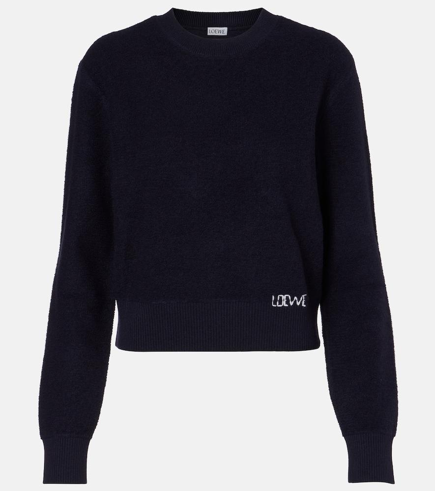 loewe logo embroidered wool sweater
