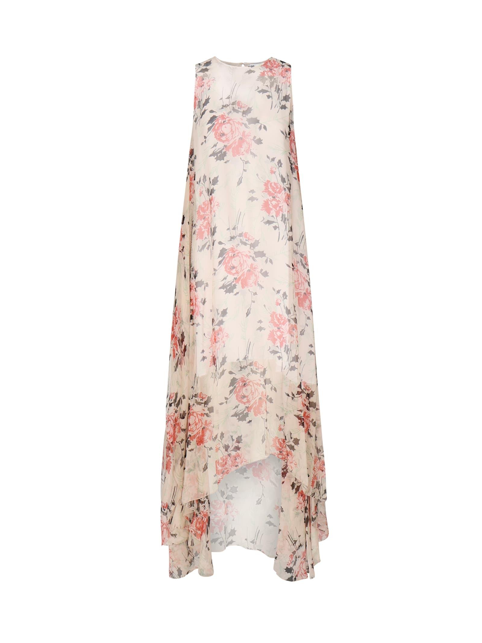 loewe long silk dress with floral print