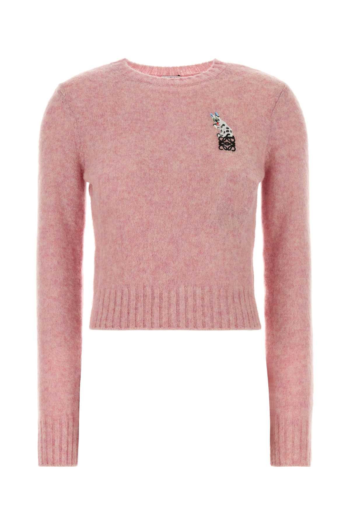 loewe melange pink wool sweater
