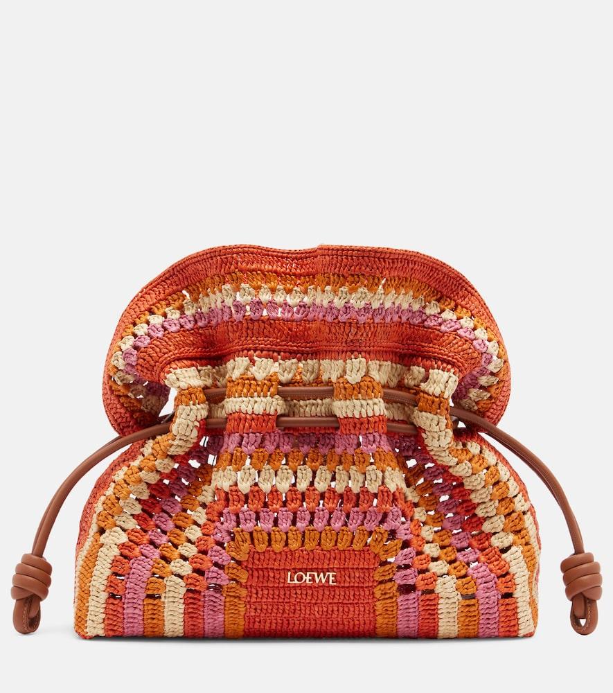 loewe paula's ibiza flamenco medium raffia clutch