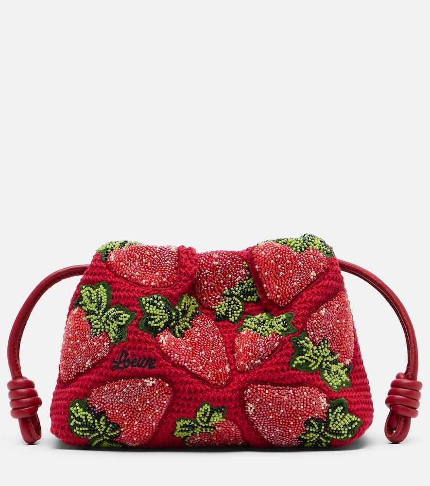 loewe paula's ibiza flamenco mini beaded clutch
