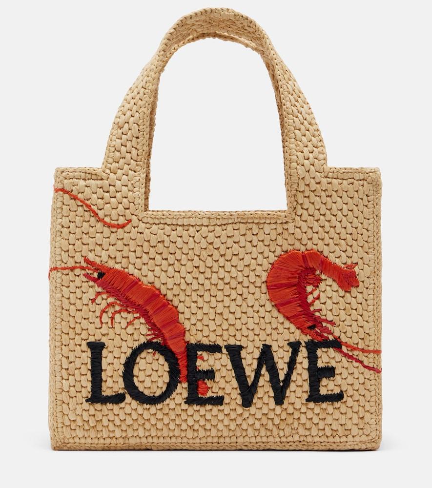 loewe paula's ibiza font mini raffia tote bag