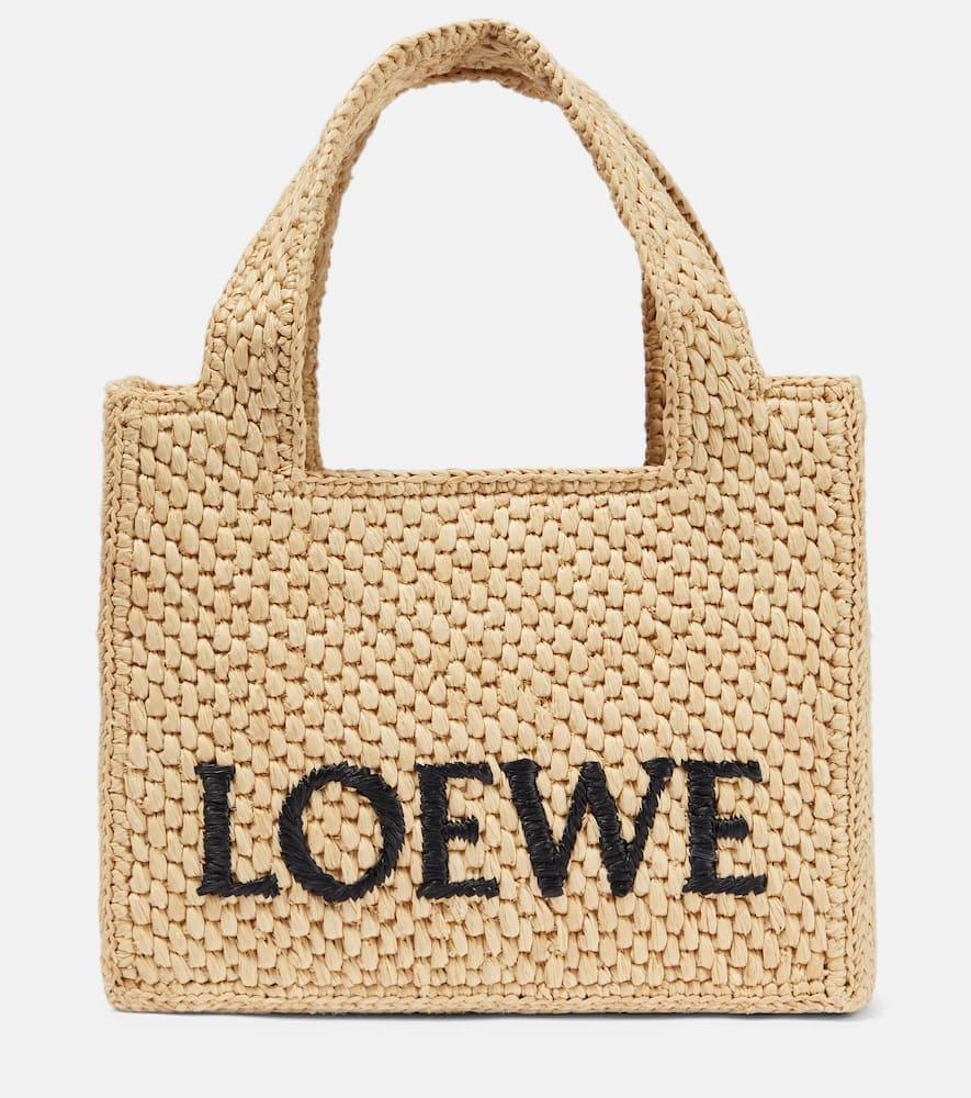 loewe paula's ibiza logo raffia tote bag