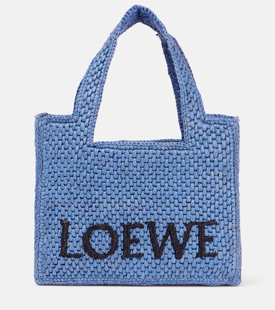 loewe paula's ibiza mini logo raffia shopper