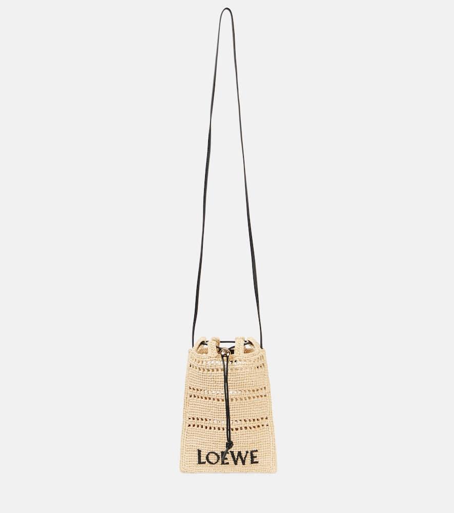 loewe paula's ibiza raffia pouch with strap