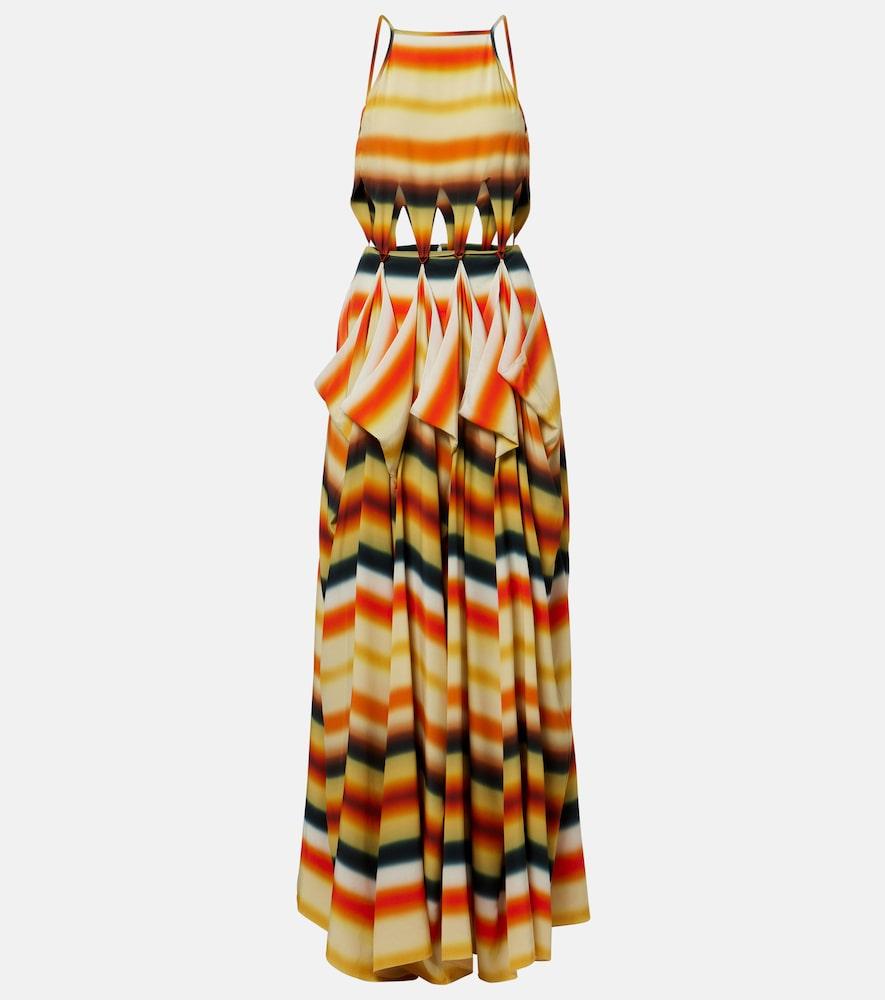 loewe paula's ibiza striped silk maxi dress