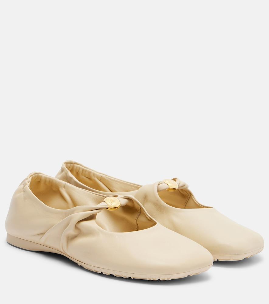 loewe pebble soft leather mary jane flats