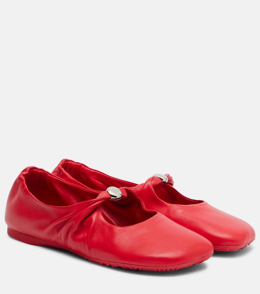 loewe pebble soft leather mary jane flats