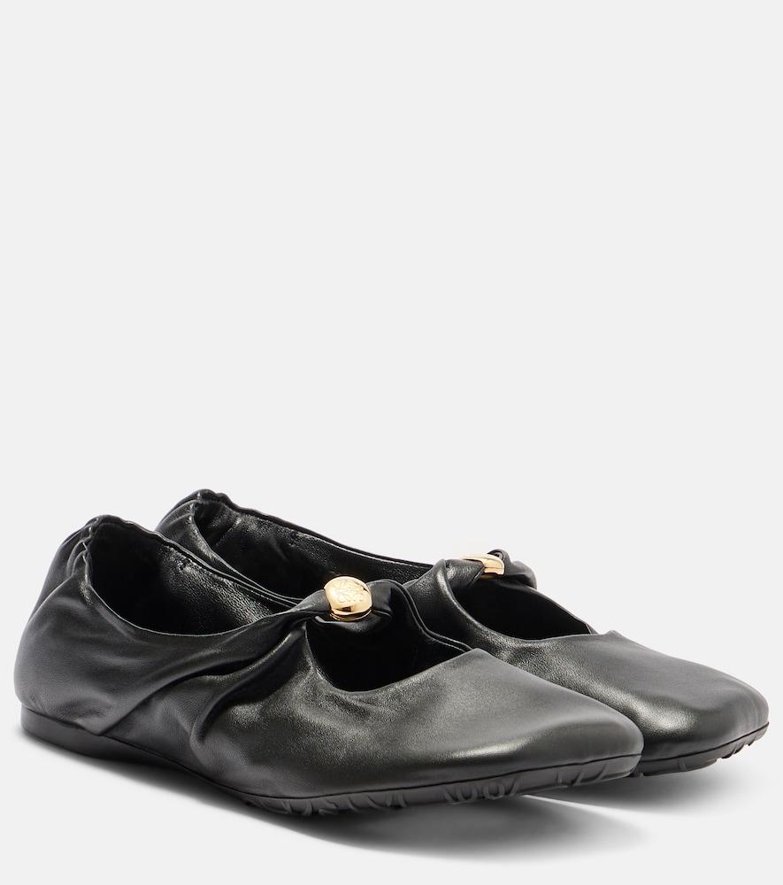 loewe pebble soft leather mary jane flats