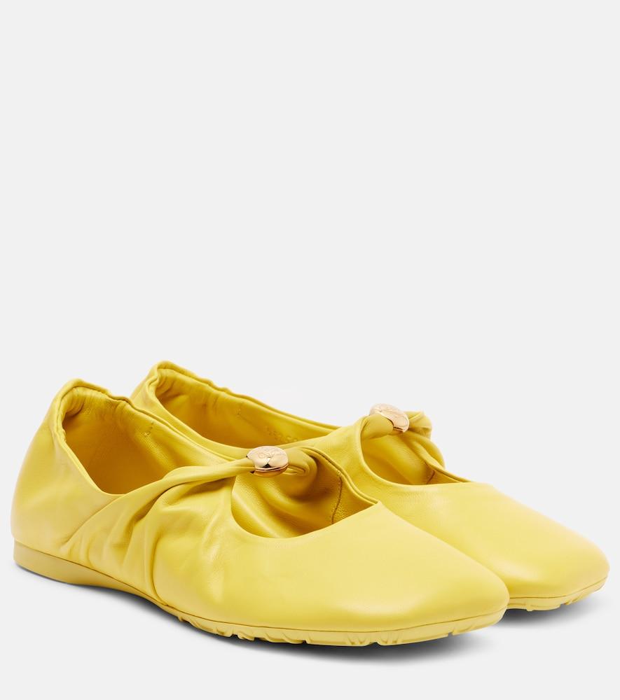 loewe pebble soft leather mary jane flats