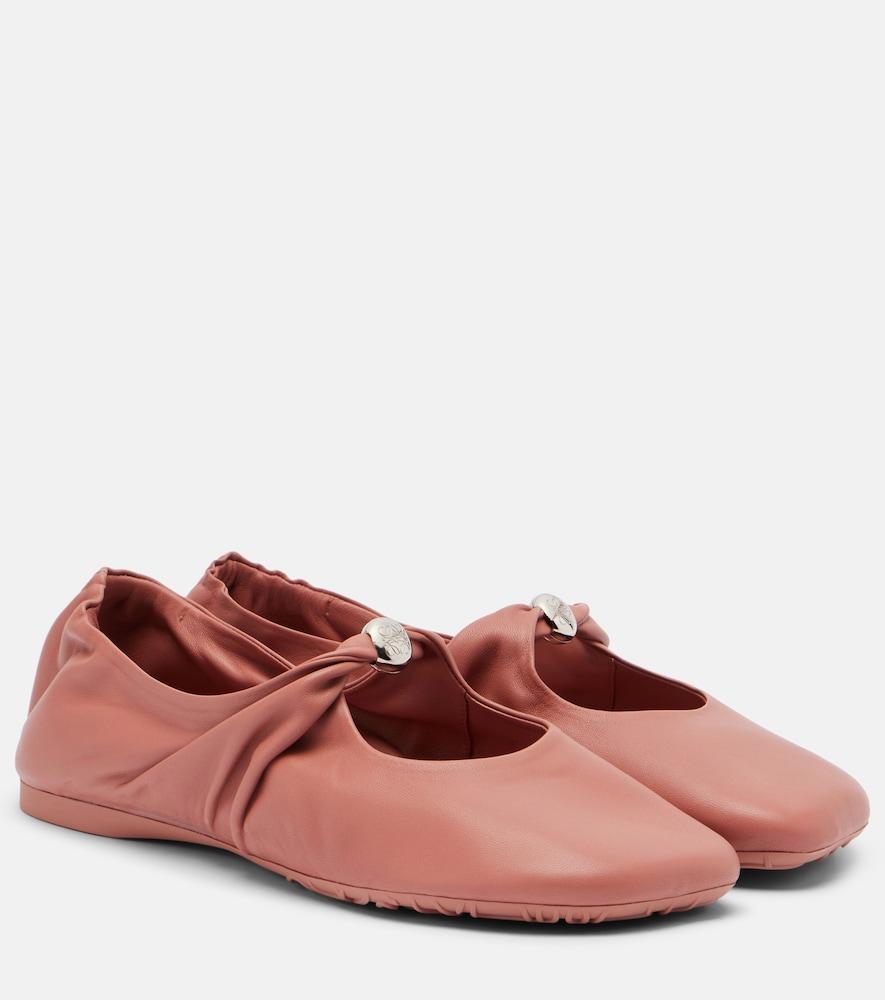 loewe pebble soft leather mary jane flats