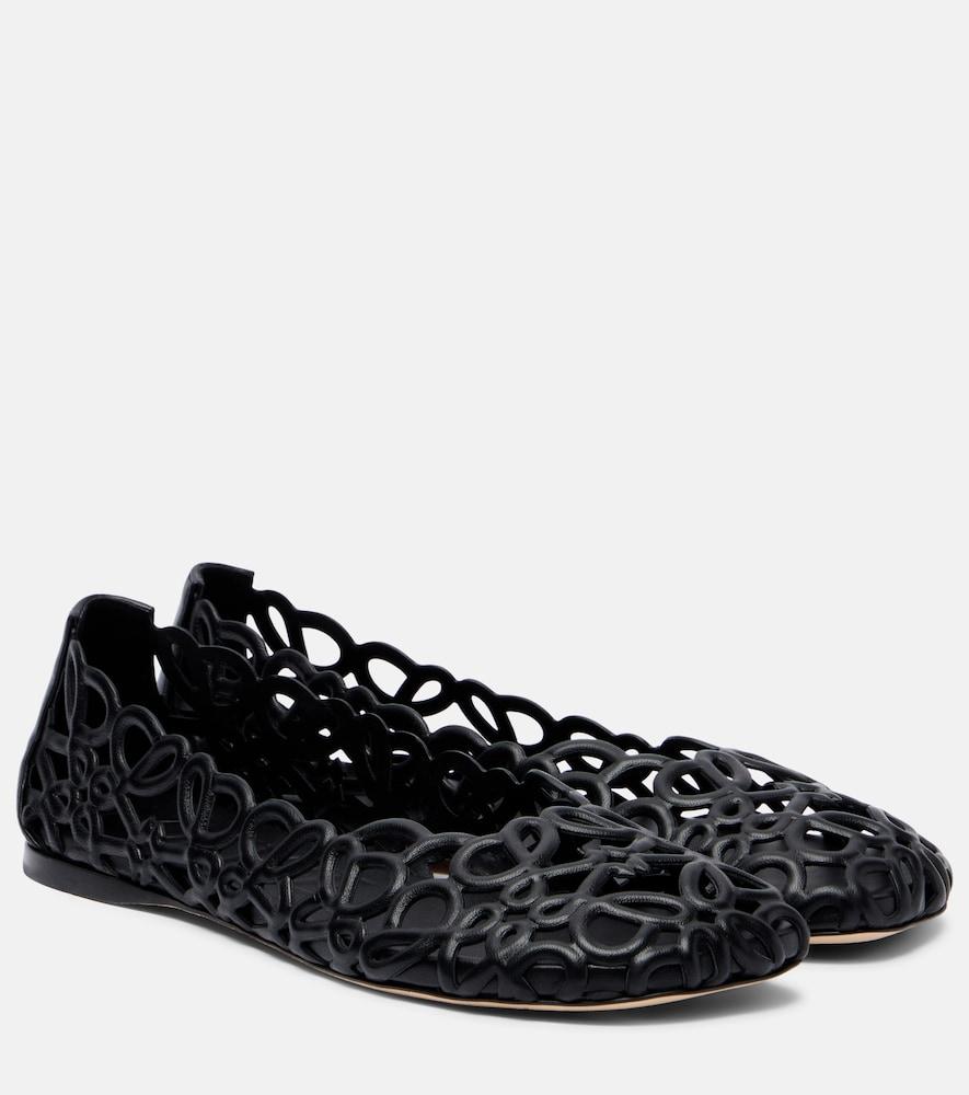loewe petal anagram leather ballet flats