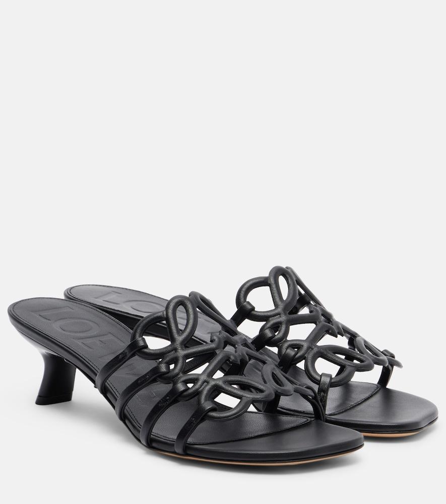 loewe petal anagram leather mules