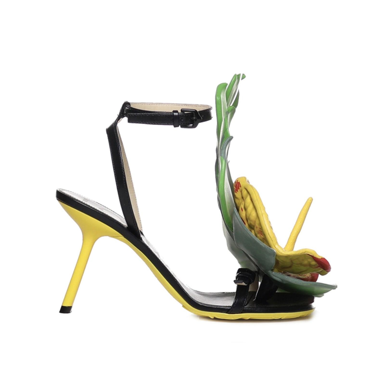 loewe petal monstera leather sandals