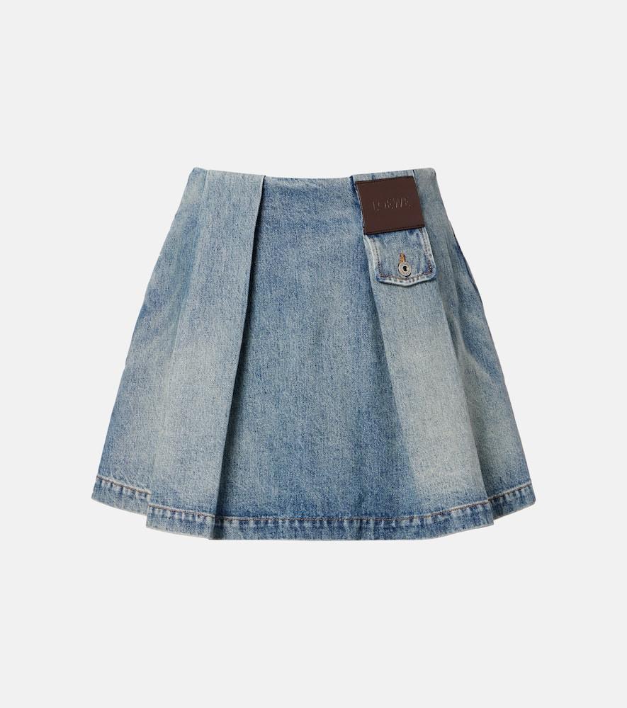 loewe pleated denim miniskirt