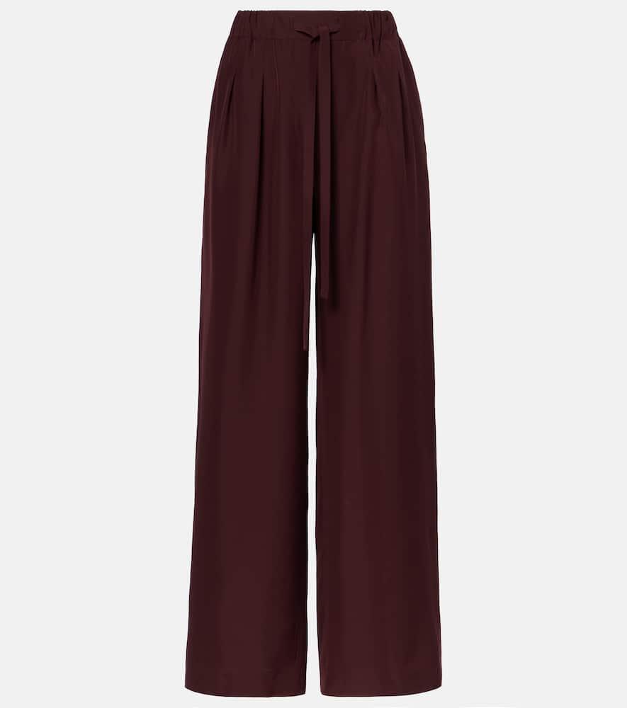 loewe pleated silk straight pants