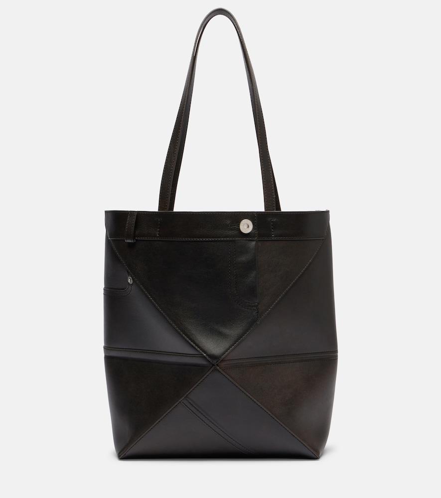 loewe puzzle fold medium leather tote bag