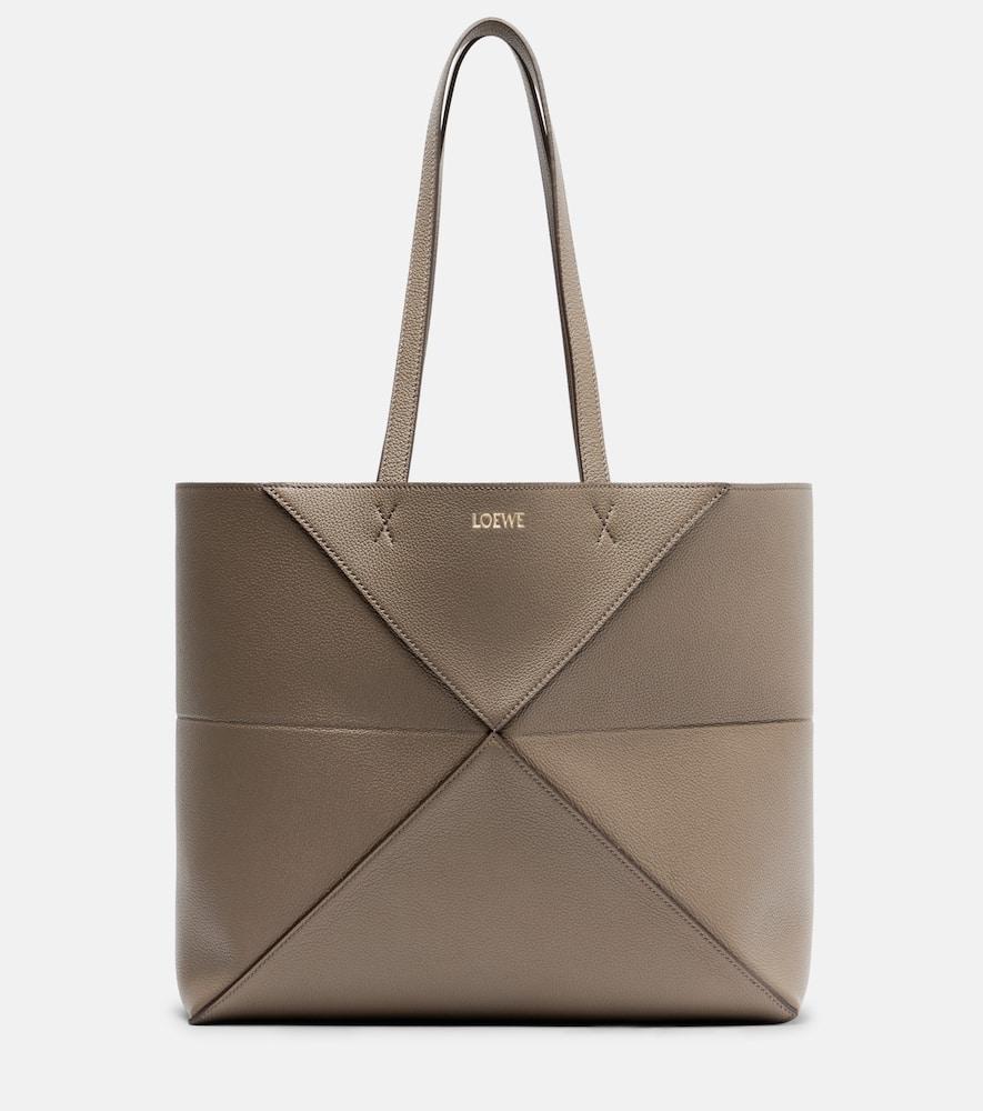 loewe puzzle fold medium leather tote bag