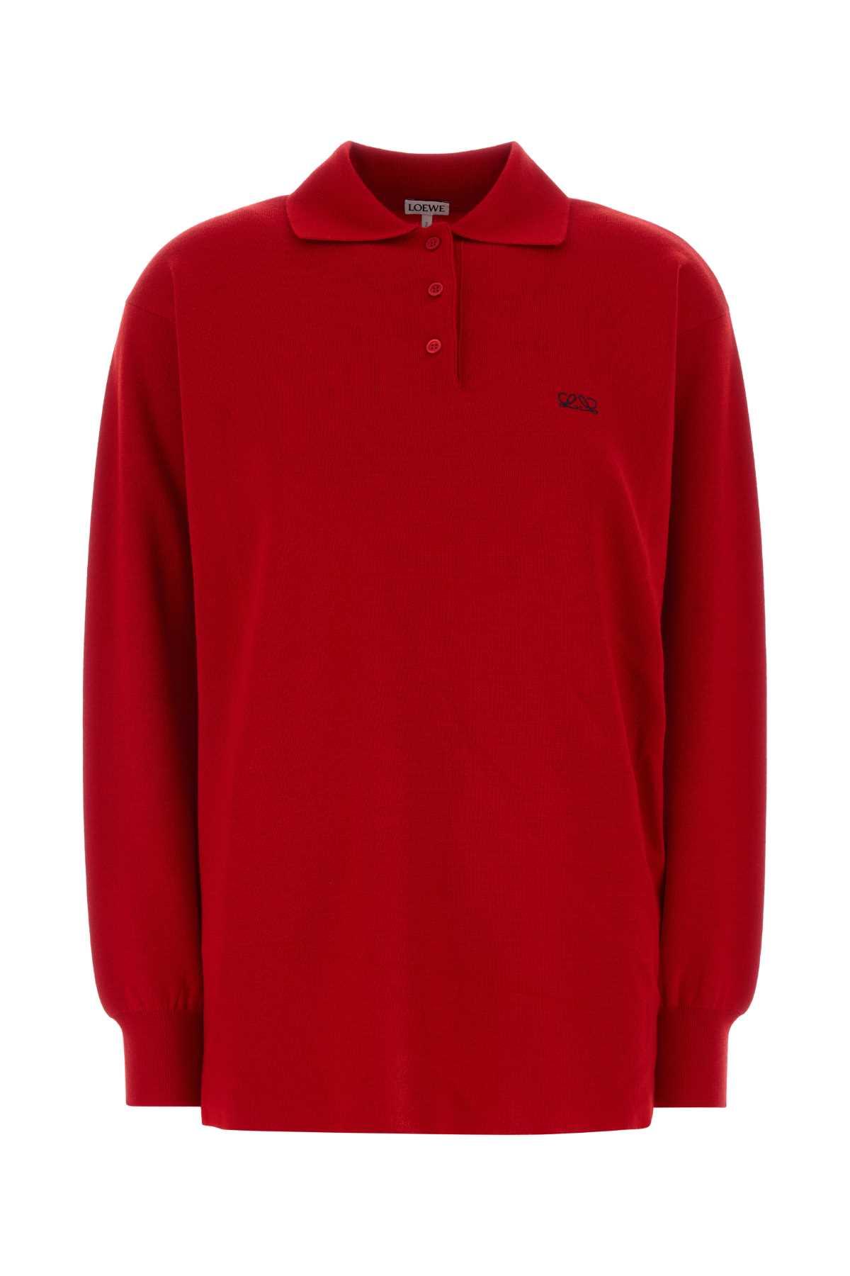 loewe red stretch cashmere blend polo shirt