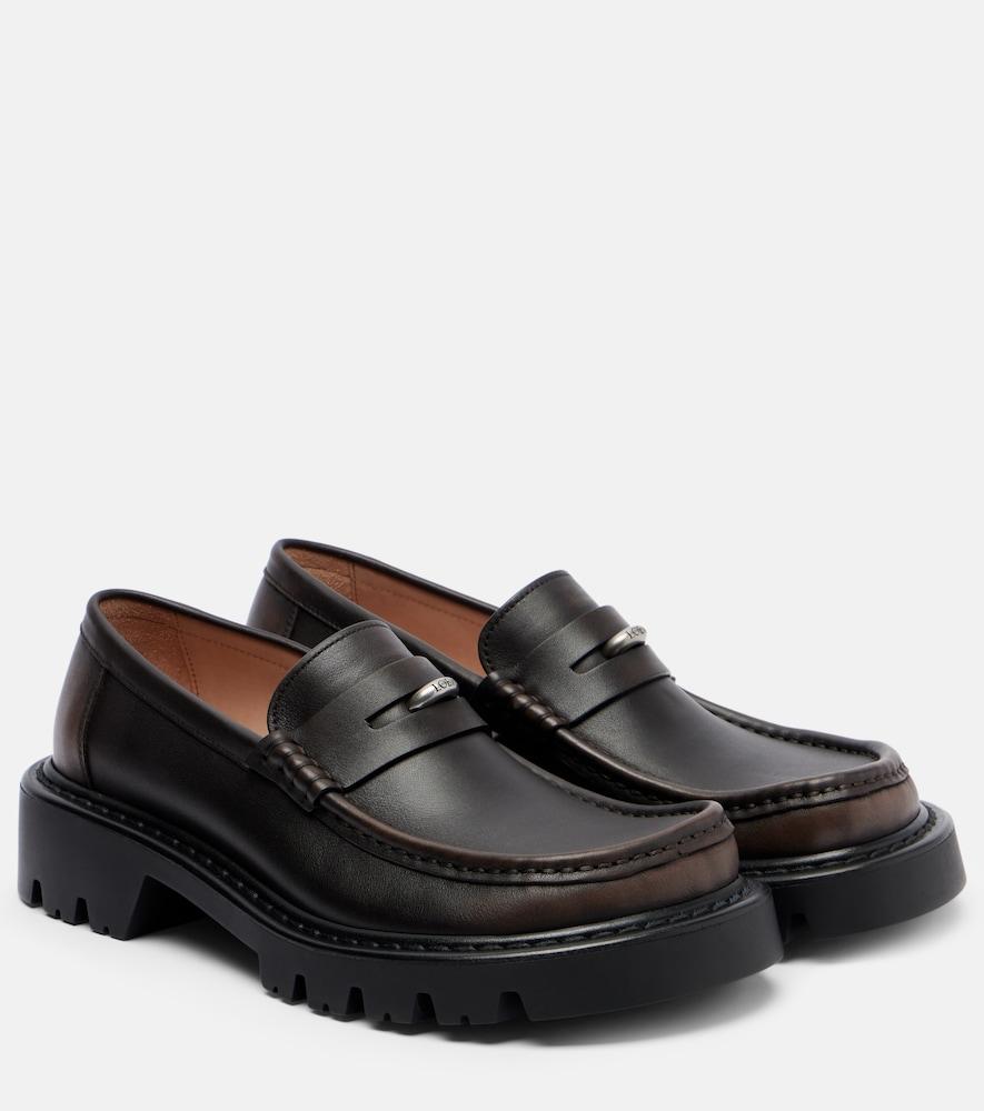 loewe sierra brushed leather loafers