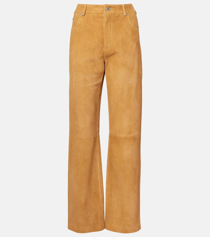 loewe suede straight pants
