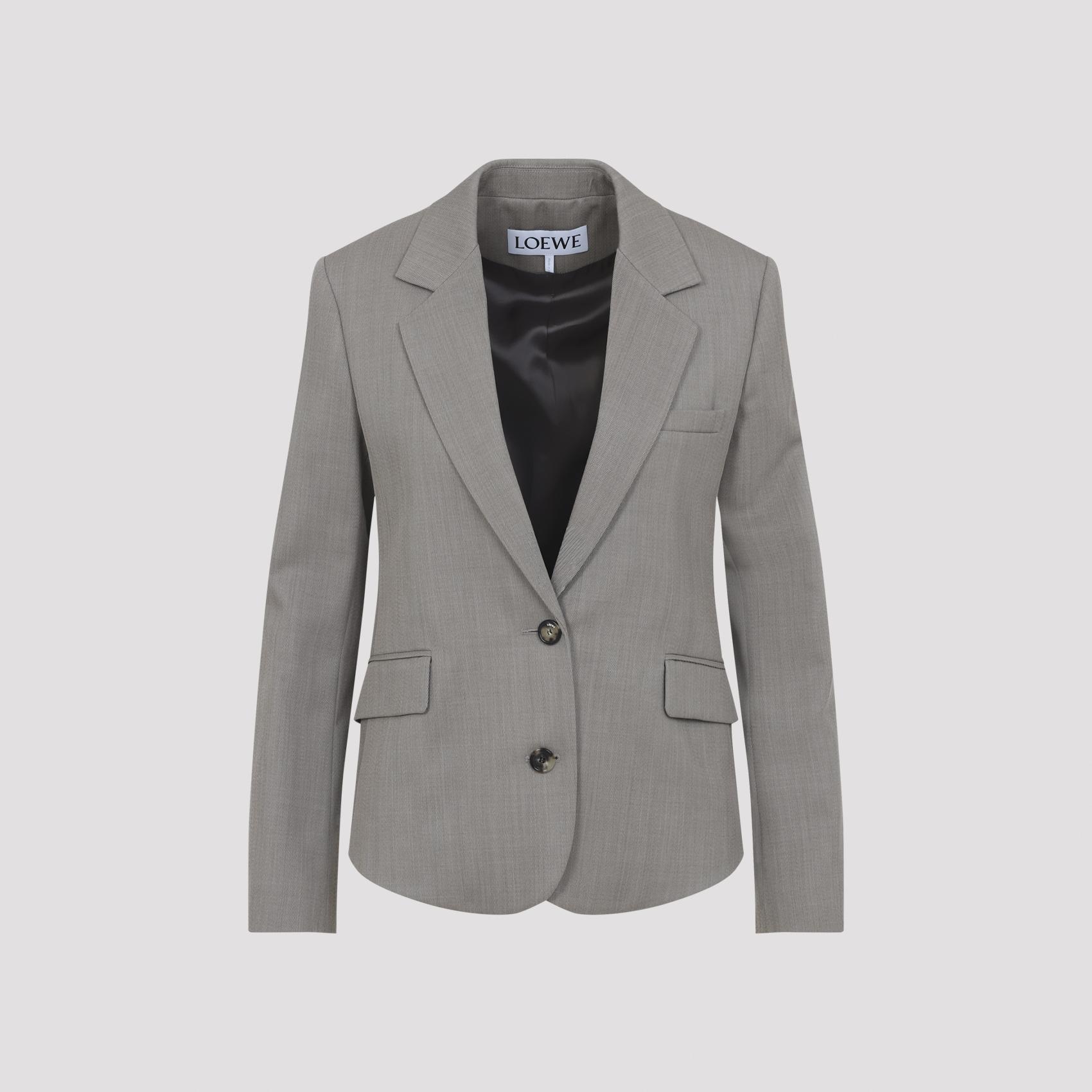 loewe tailored jacket nude & neutrals wool calf skin viscose - women