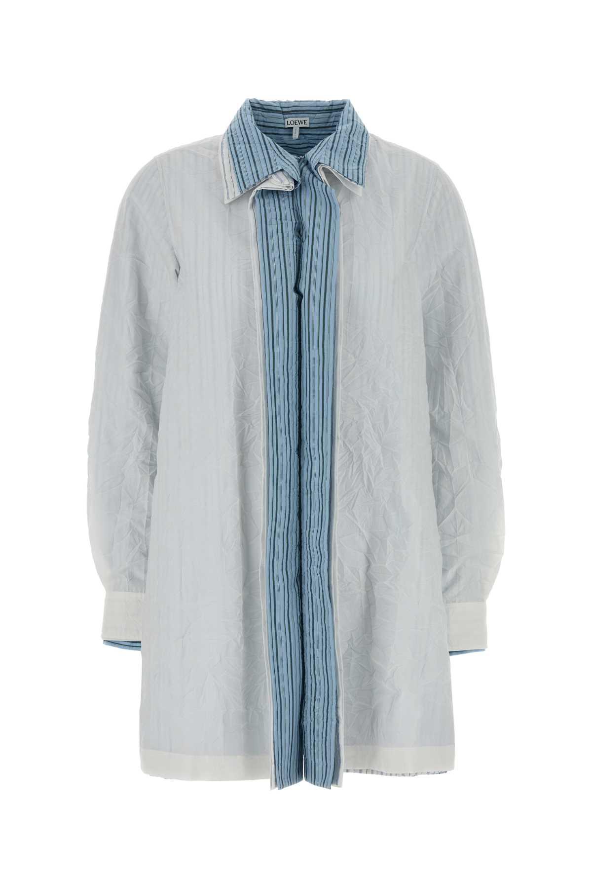 loewe white cotton blend shirt dress