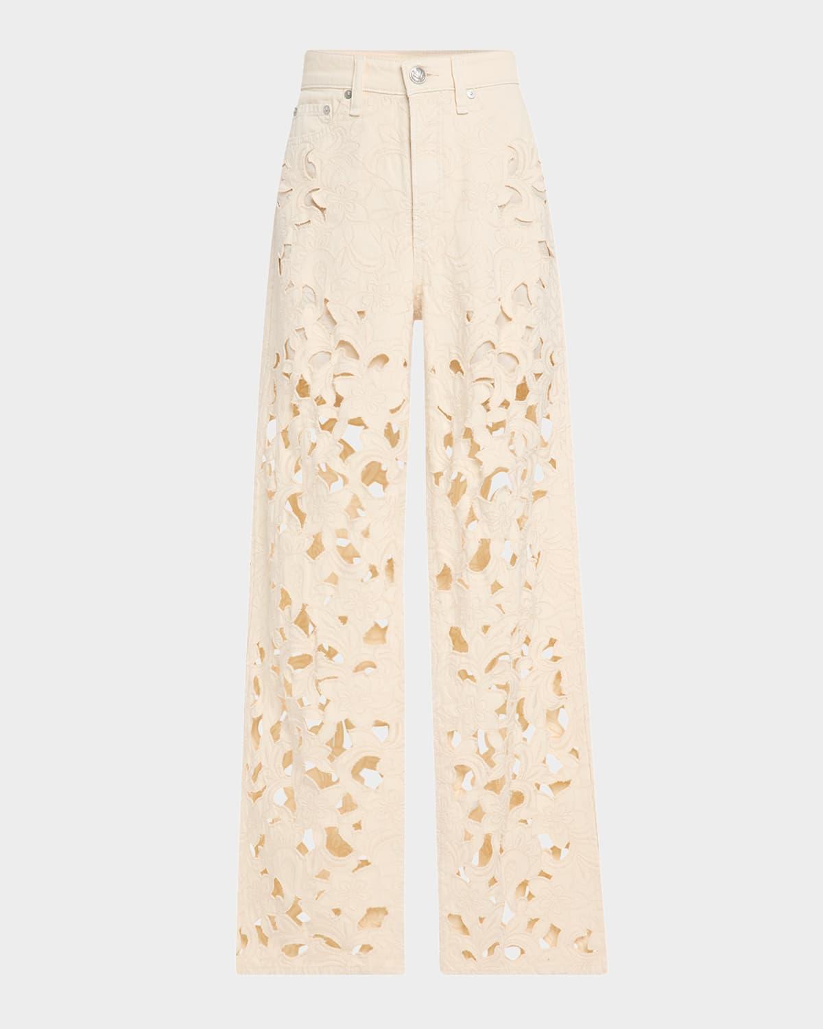 logan mid-rise floral cut-out jeans