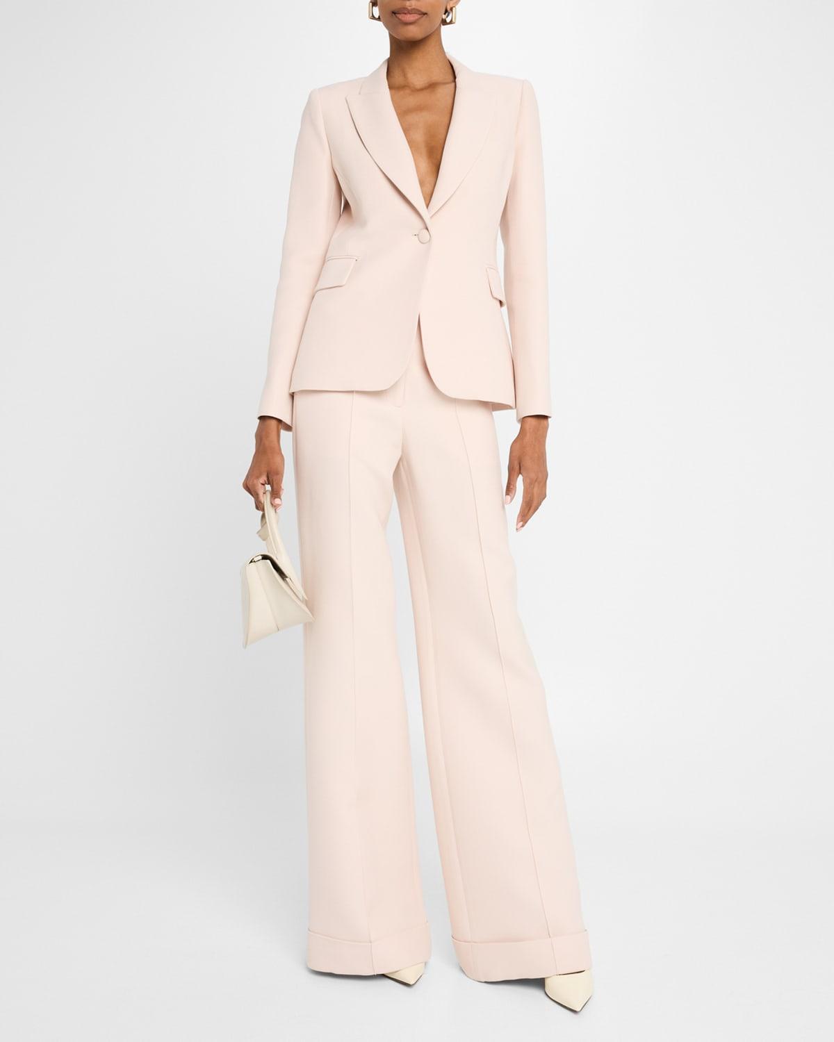 logan one-button wool silk jacket