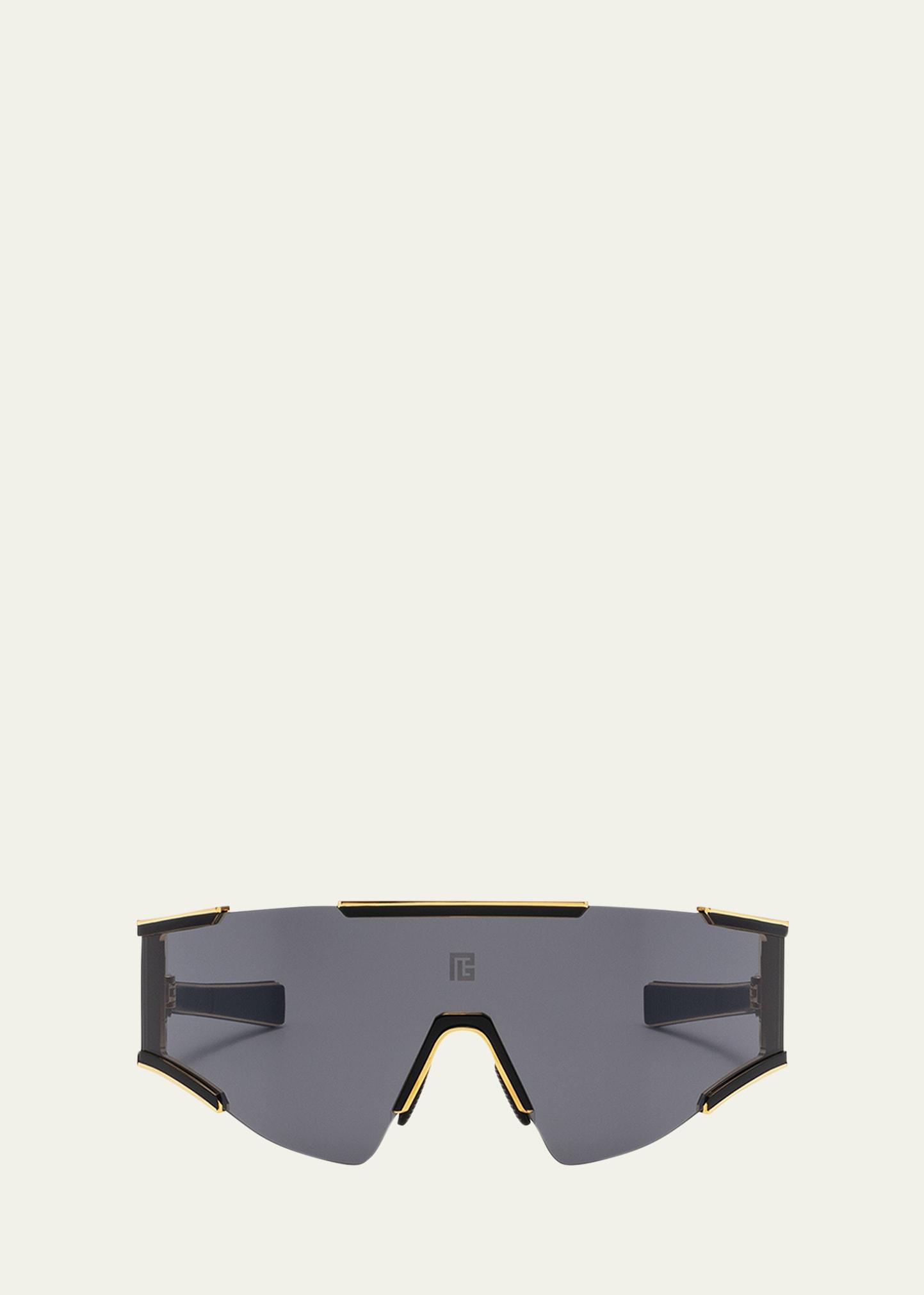 logo acetate & titanium shield sunglasses