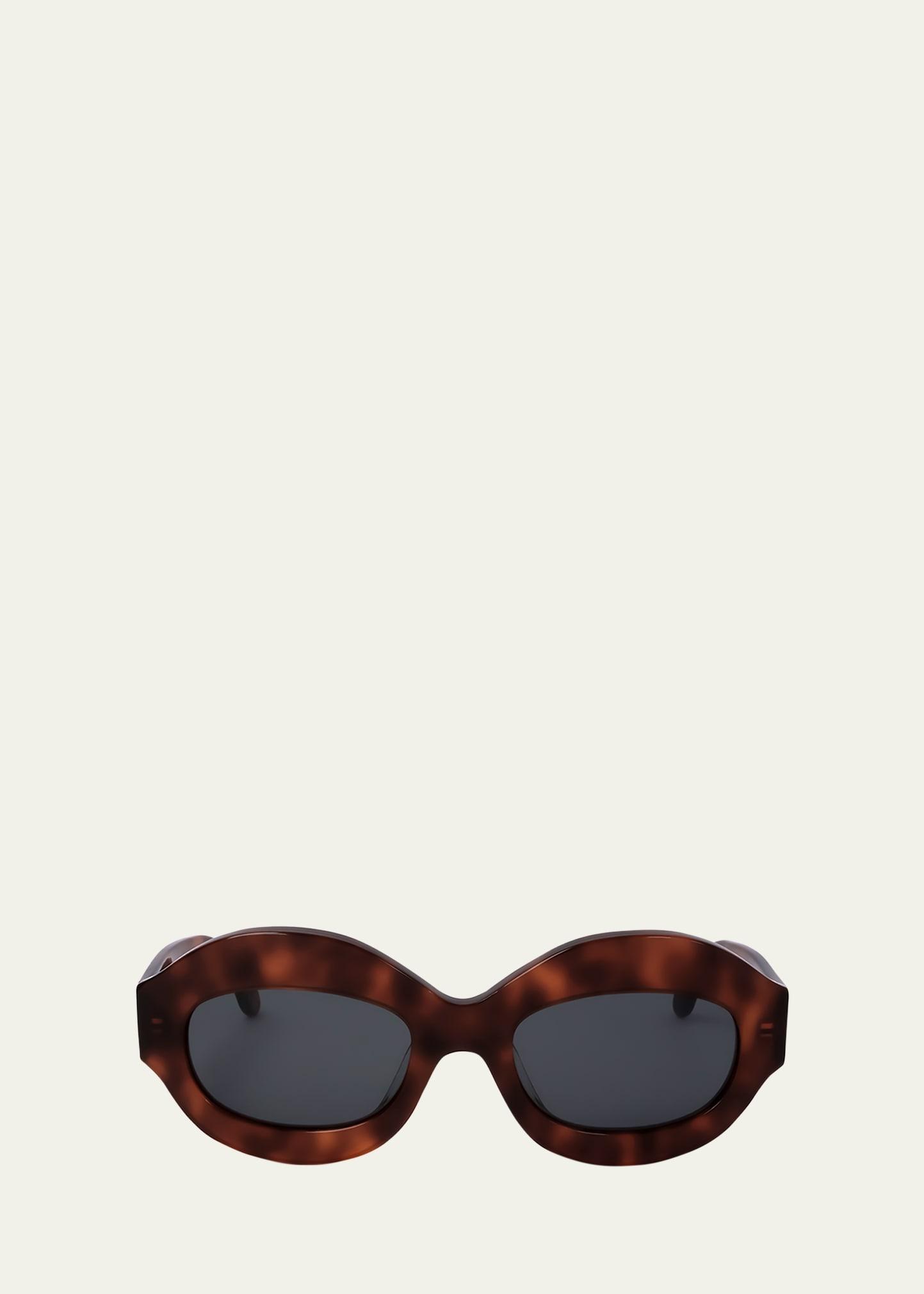 logo acetate oval sunglasses