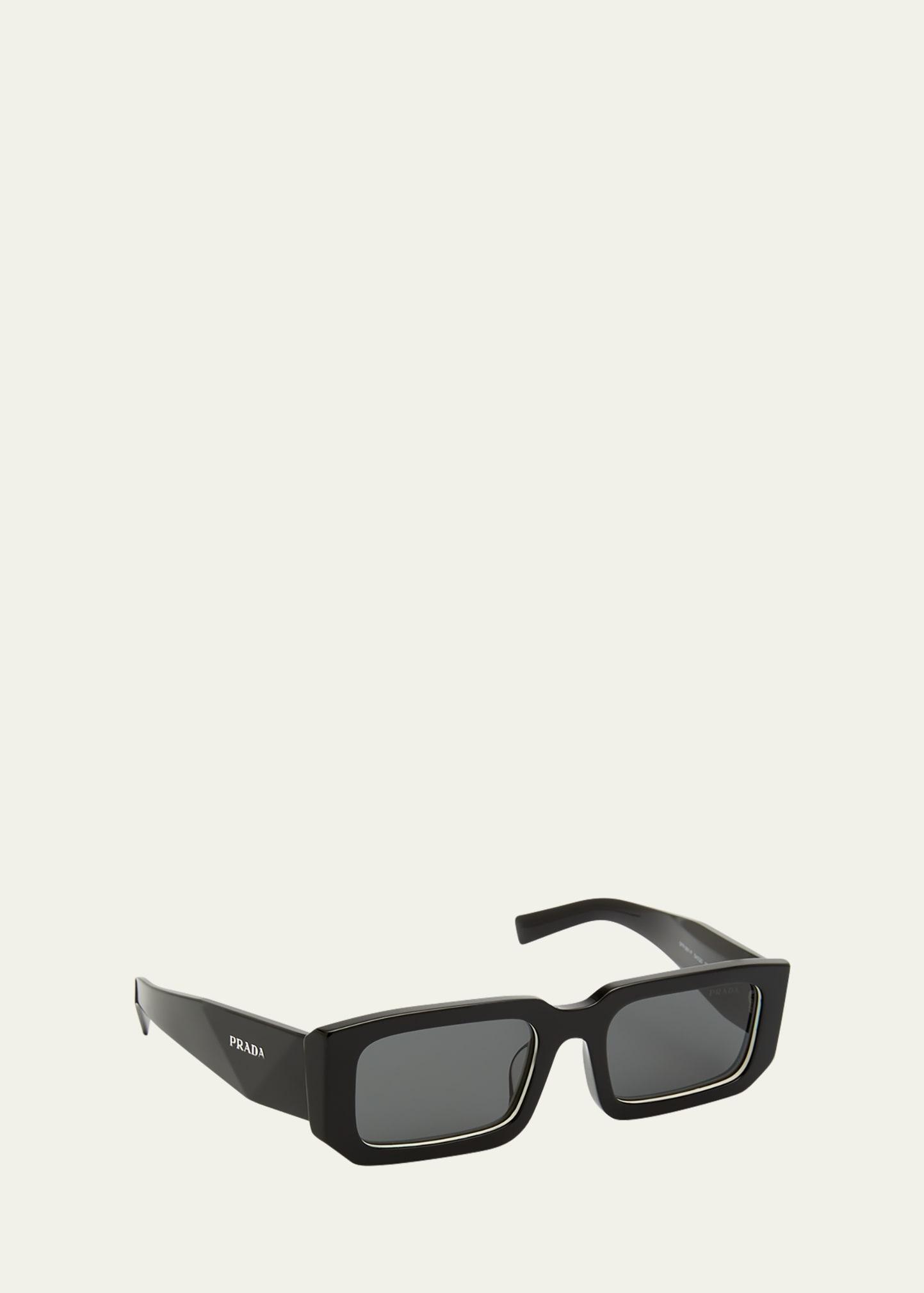 logo acetate rectangle sunglasses