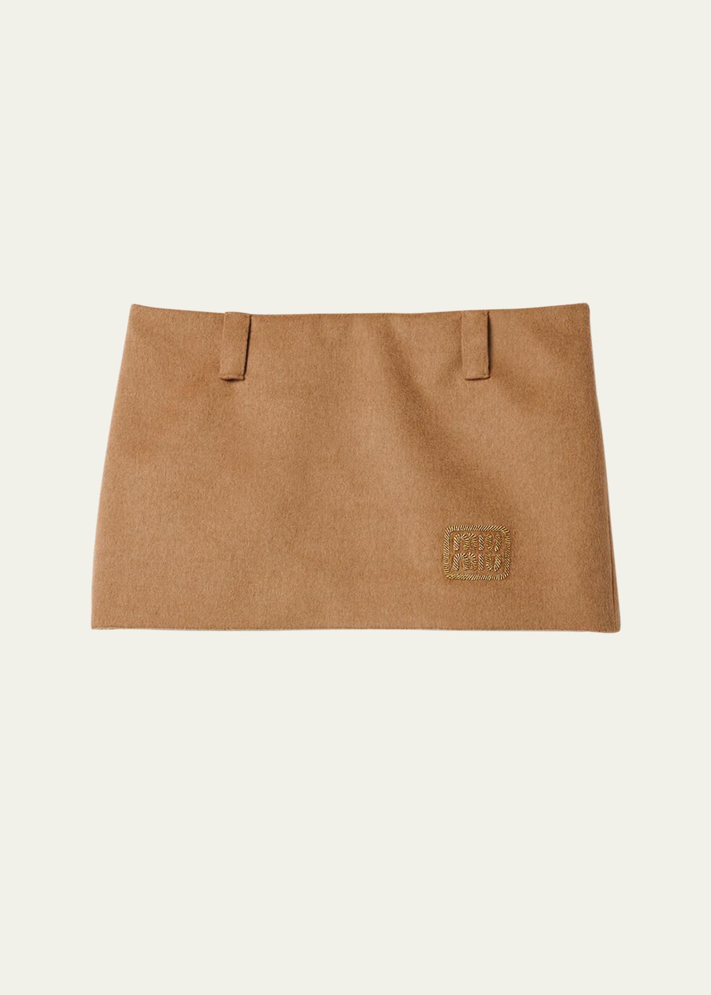 logo camel hair mini skirt