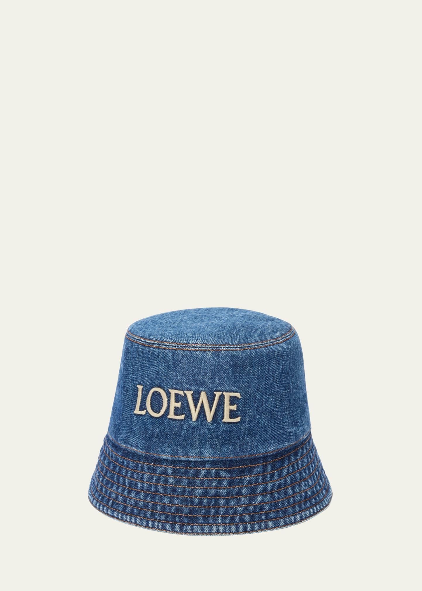 logo denim bucket hat