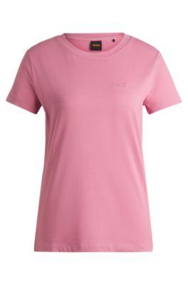 logo-detail t-shirt in compact cotton jersey- light purple women's t-shirts