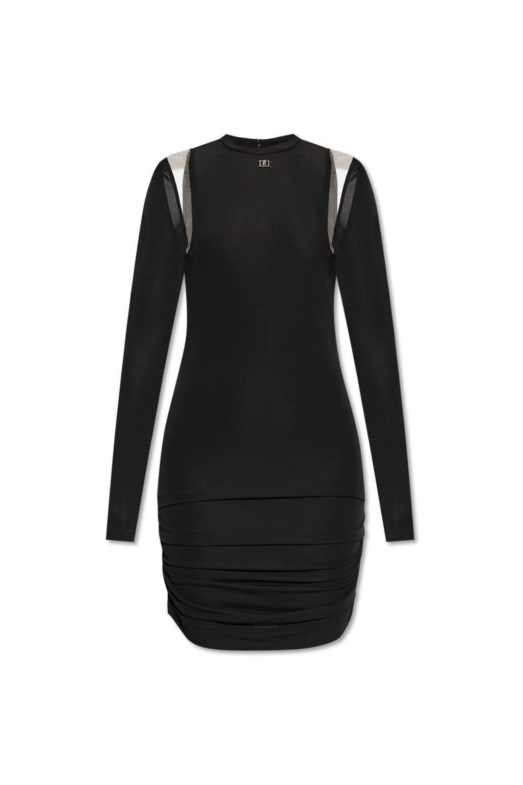 logo detailed long-sleeved mini dress