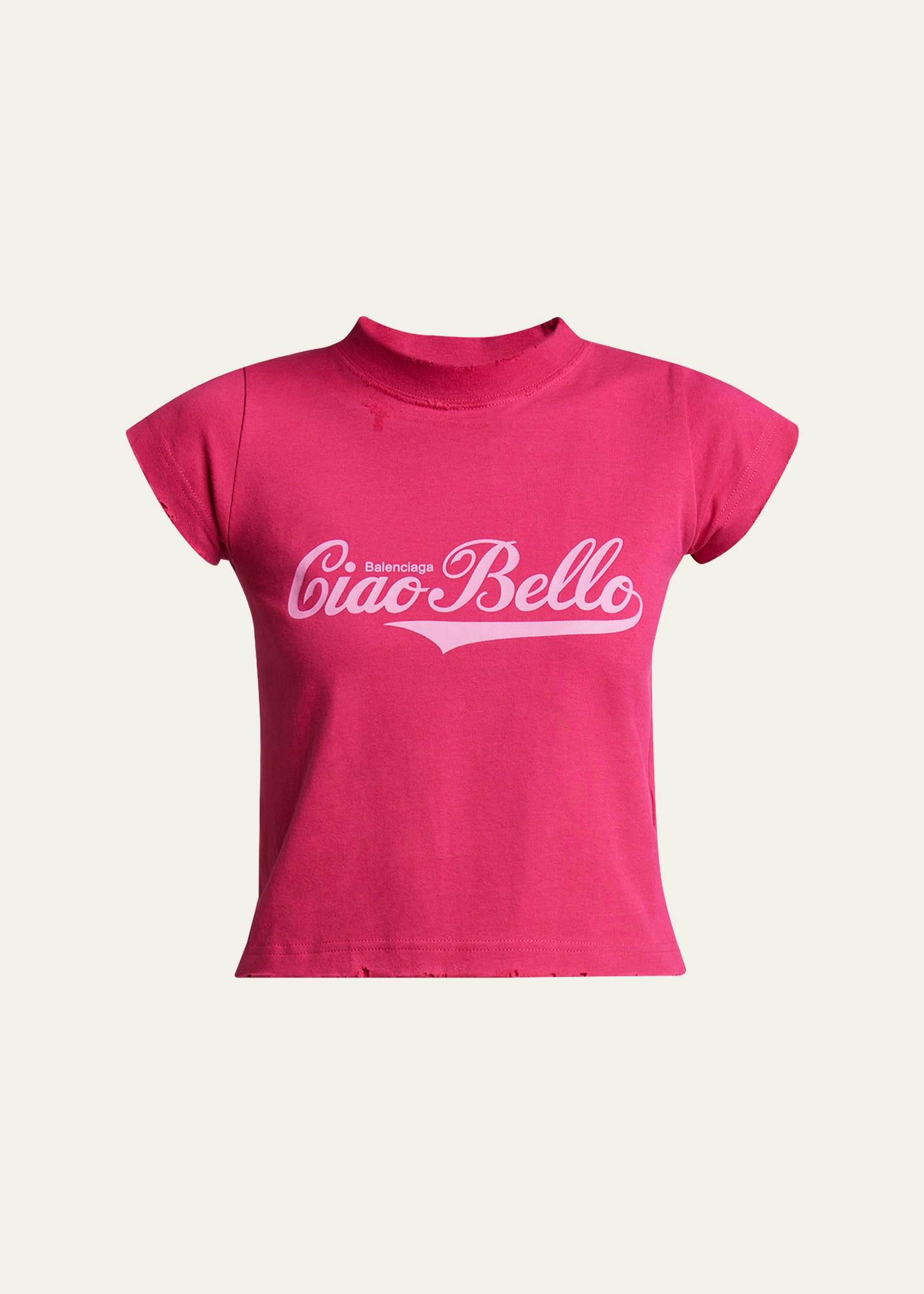 logo distressed crop shrunk t-shirt