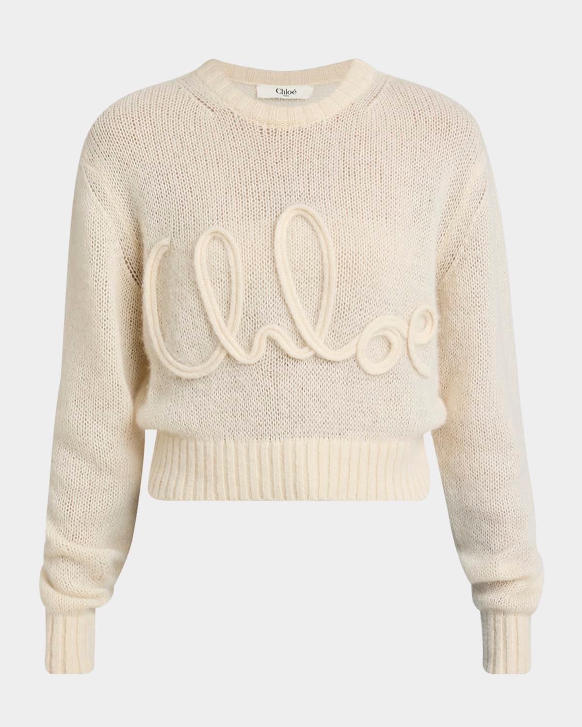 logo embroidered alpaca wool sweater
