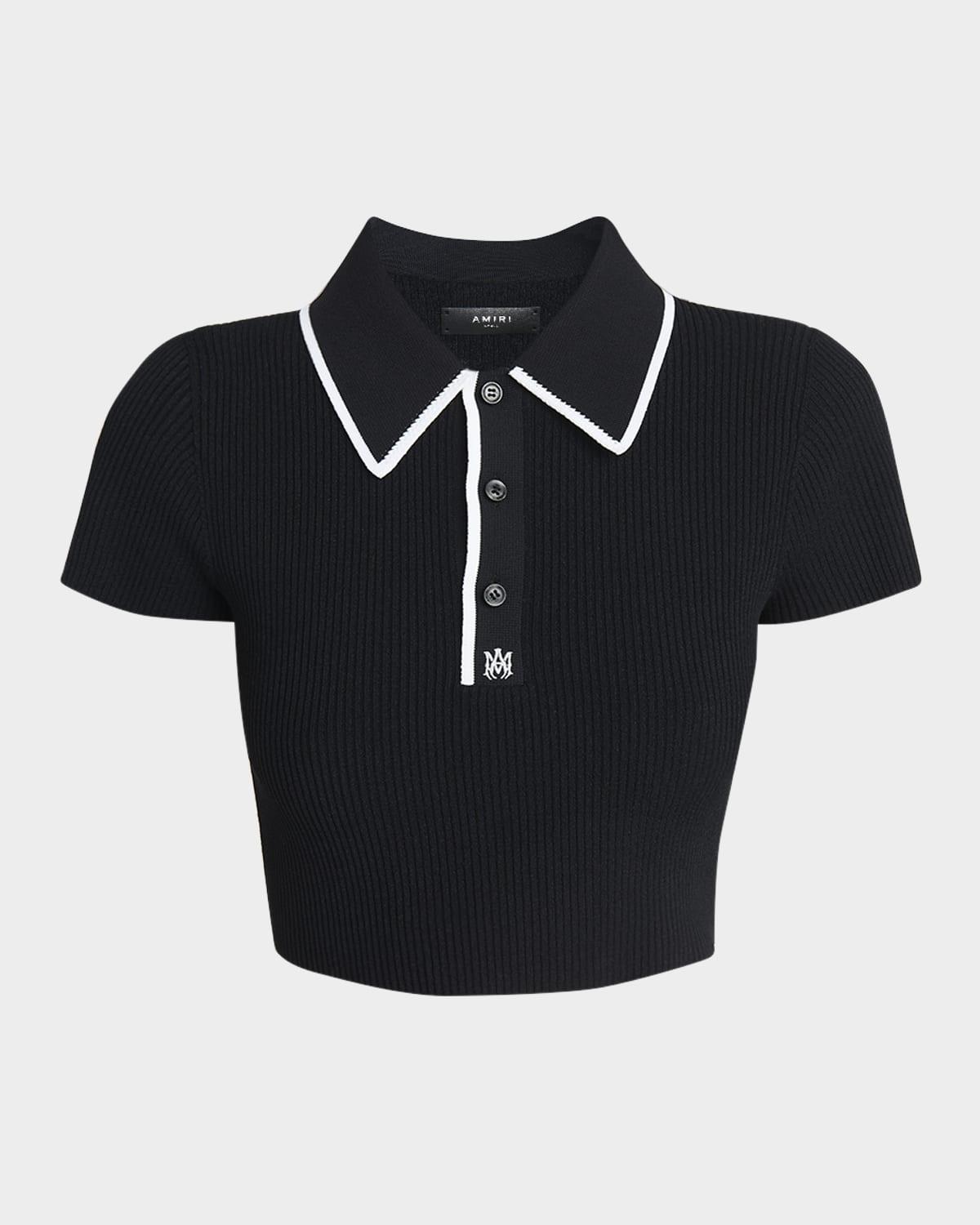 logo embroidered cropped polo