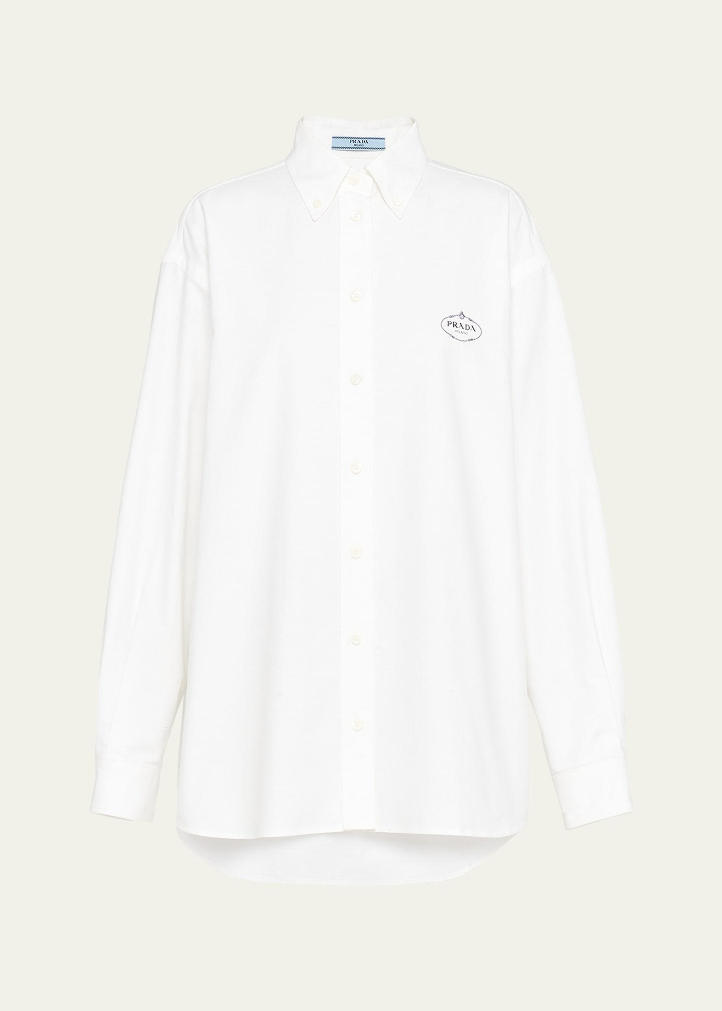 logo-embroidered oxford menswear shirt