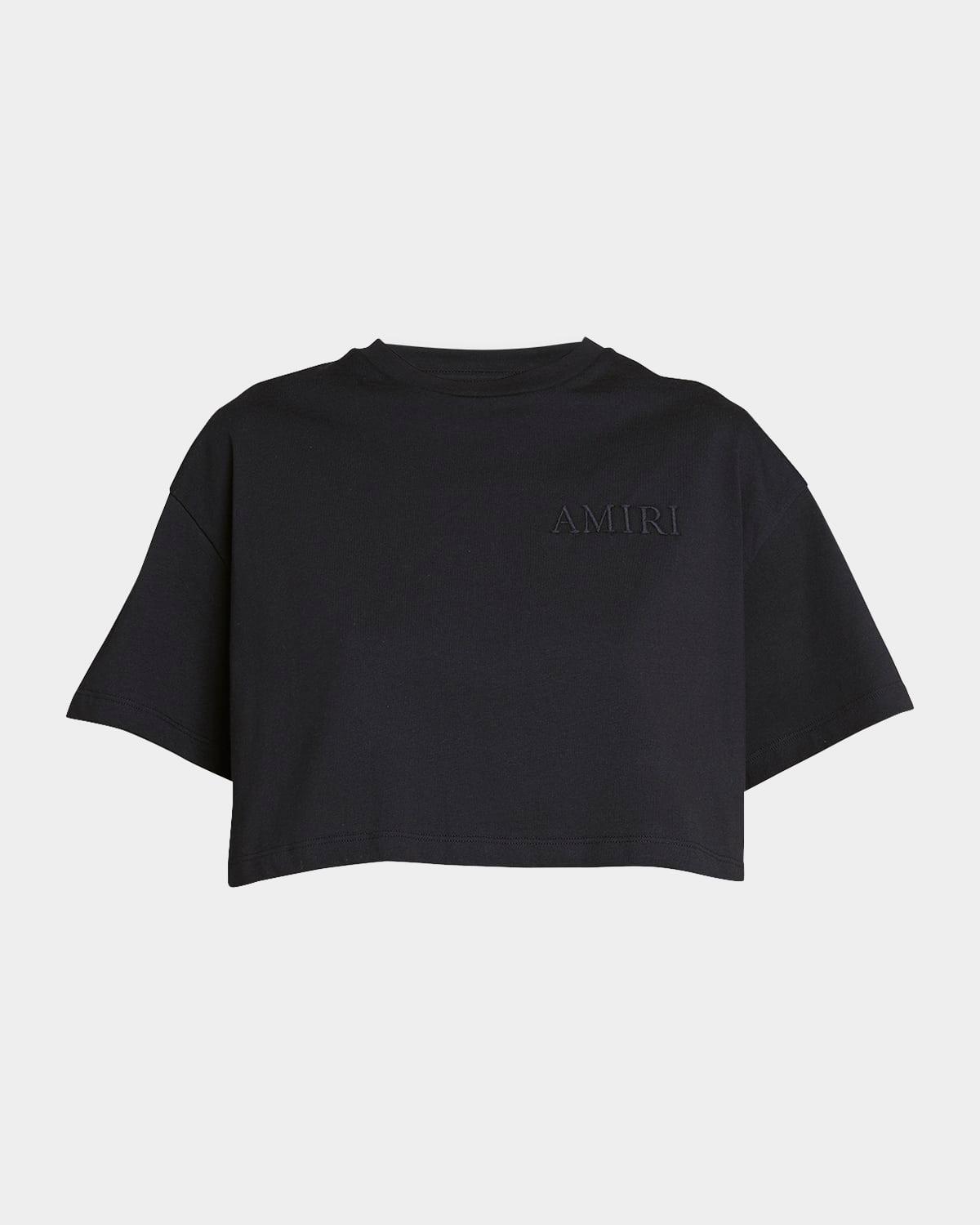 logo embroidered short-sleeve crop t-shirt