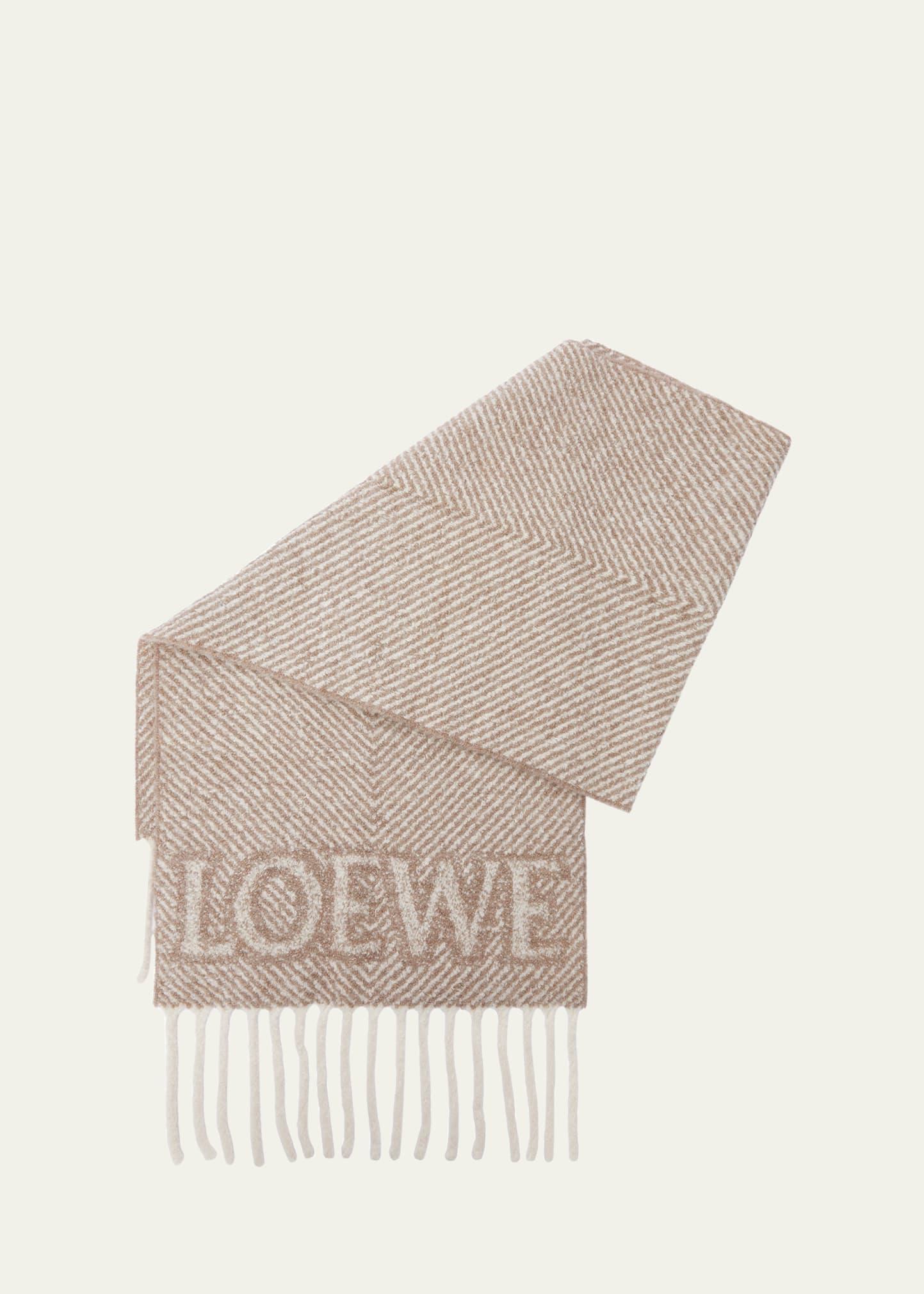 logo fringe wool-blend scarf